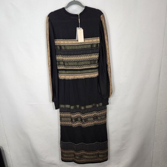 NWT Maria Pavan Midi Dress in Black and Gold Size XS‎ - Picture 5 of 7